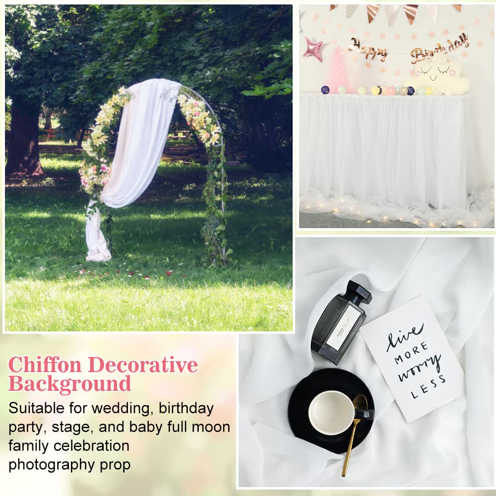 THATSRAD Querbehang Freihanddeko Chiffon Vorhang Hochzeit 70x550 cm Fensterdekoration Transparentem Voile Hochzeitsbogen Weiß Gardinen Tüll für Fotografie Party