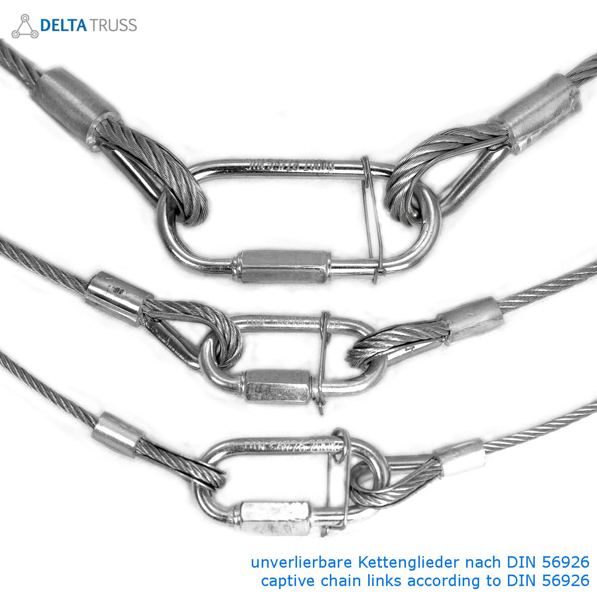 10 x Sicherheits-Fangseil/Safety/Sicherungsseil gefertigt nach DGUV 115-002 (ehemals BGV-C1) zur Sicherung von Lasten über Personen (800/3 mm)
