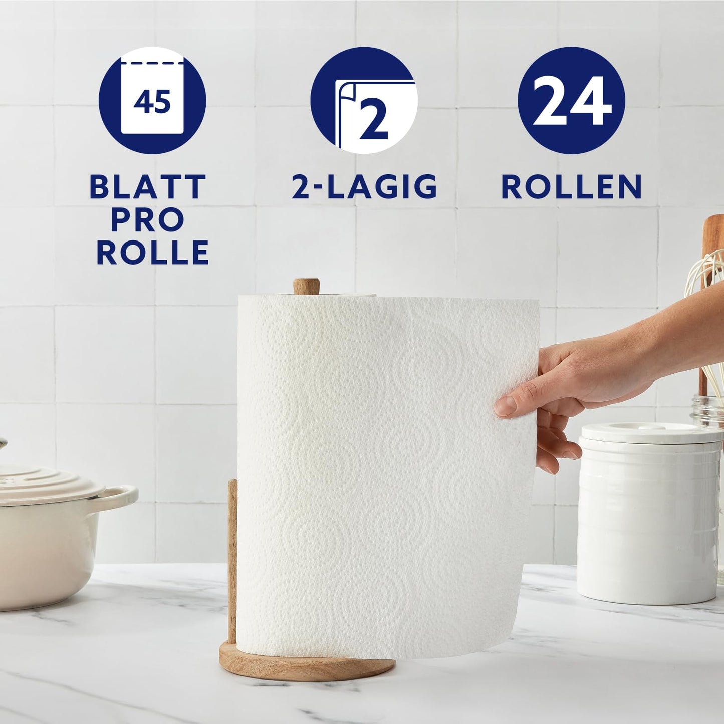 by Amazon ULTRA Küchenrolle, Extra Saugfähig, 24 Rollen (4 Rollen, 6-er Pack), 45 Blätter pro Rolle, Auswringen und Wiederverwenden, FSC-zertifiziert