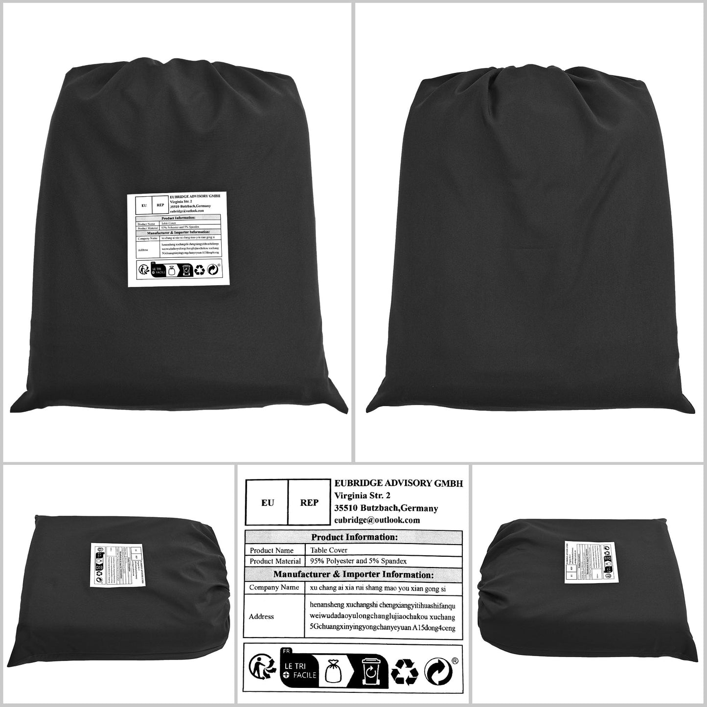 4er-Set Noir Schwarzer Stehtisch Husse, Spandex Quadratische Ecktischdecke Passend für Ø 80-85cm Kleine Bar Esstische,Waschbare Tischdecken für Mariage Réceptions - und Kneipentische（80×110 cm）