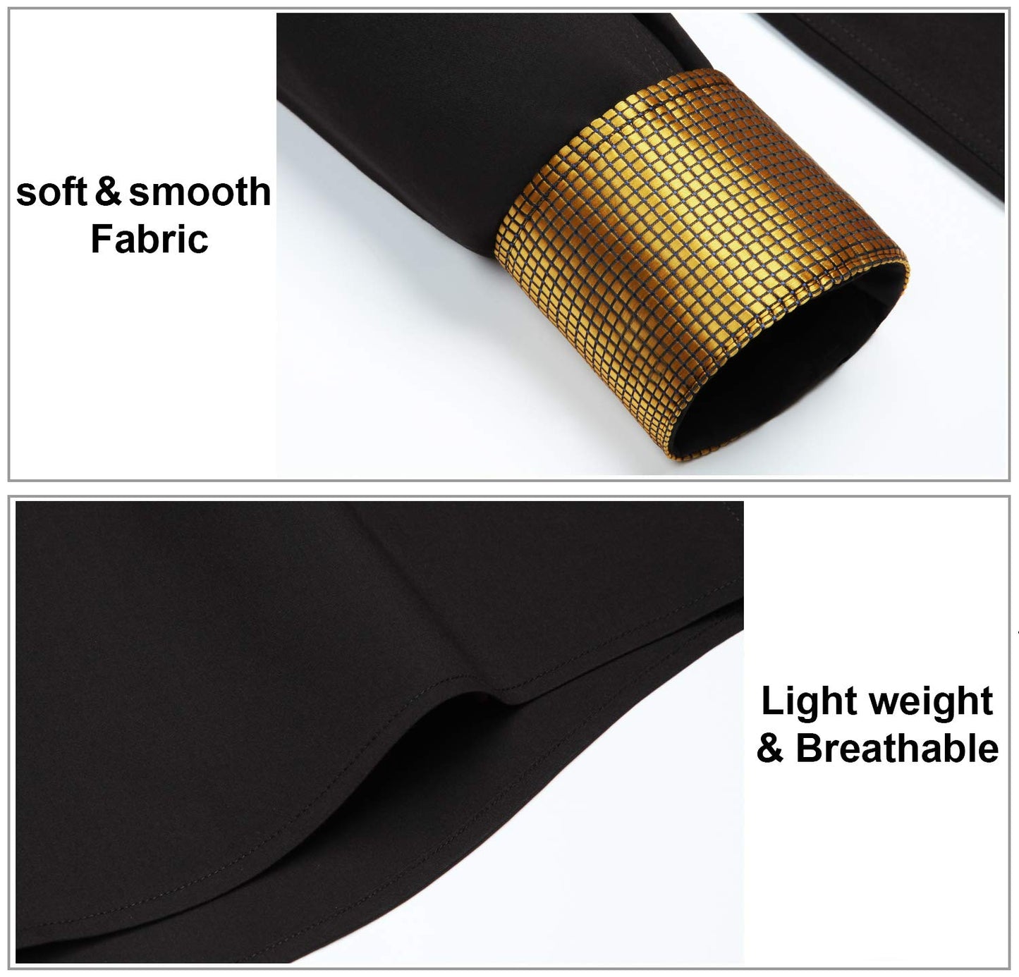 Schwarzes Gold Langarmhemd für Männer Fashion Classic Collar Button Down Casual Formal Party Prom Concert Hemd