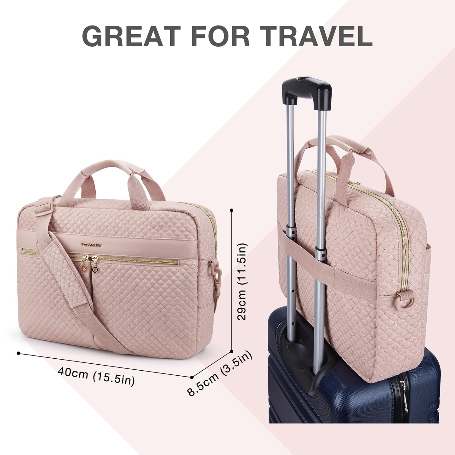 bagsmart Laptoptasche, 15,6-Zoll-Aktentasche für Frauen, große Laptoptasche, Computertasche, Büro, Reisen, Business,Pink