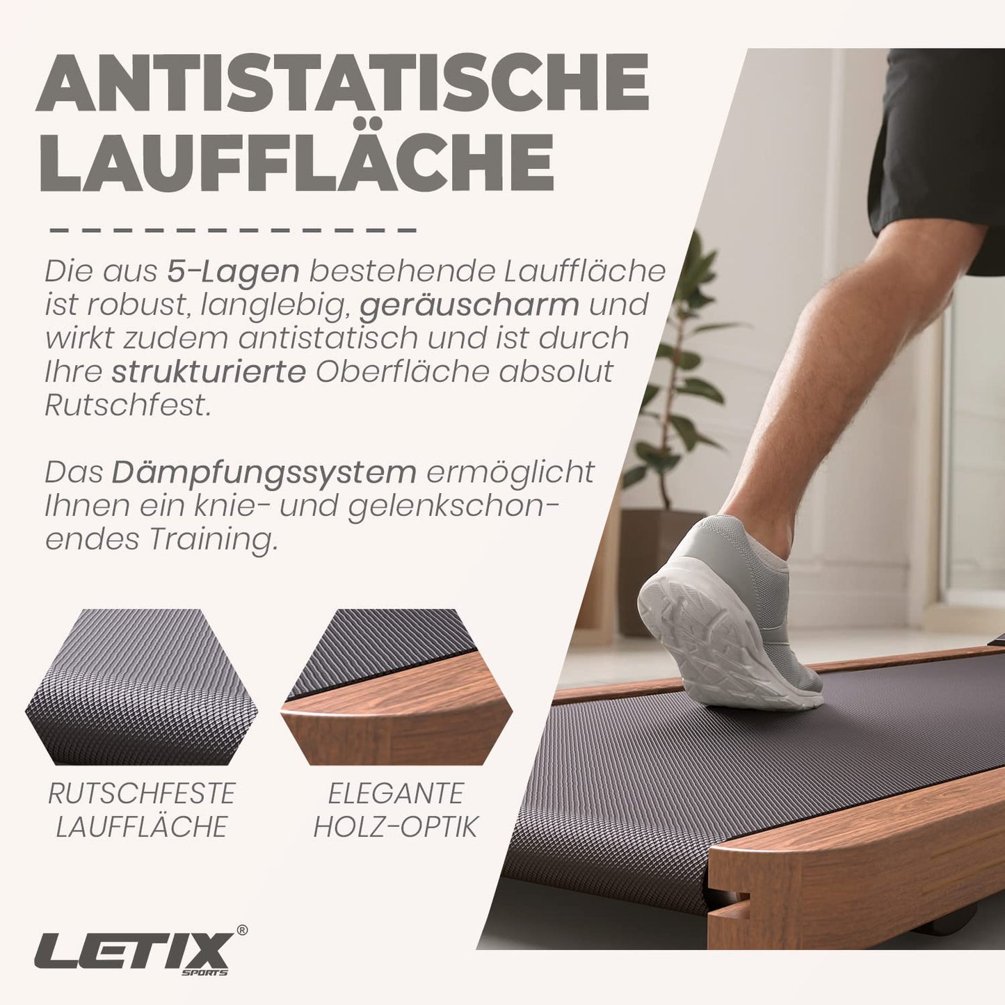 Elektrisches Laufband DeskWalk für zu Hause oder Büro, LCD-Display Motorisiertes Fitnessgerät, Schreibtisch Heimtrainer (Holz-Optik)