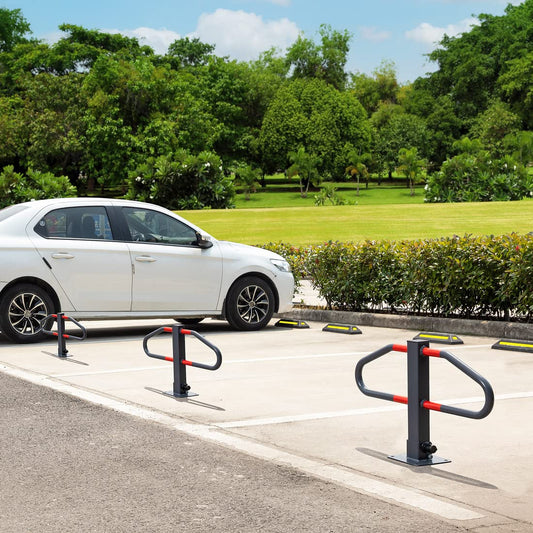MONZANA® Parkplatzsperre 2 Schlüssel klappbar integriertes Schloss Stahl Robust Parkpfosten Parkplatzbügel Sperrpfosten