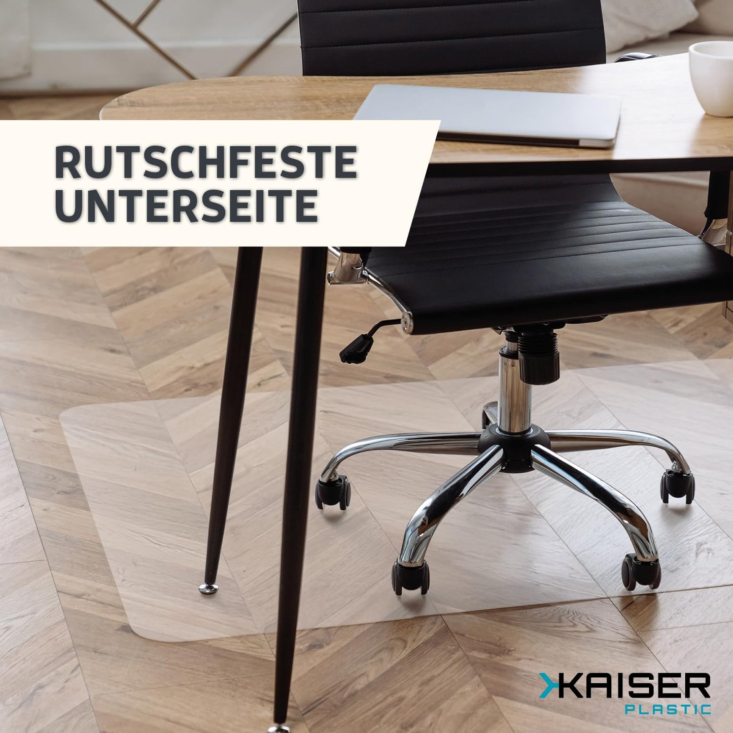 KAISER PLASTIC® Bodenschutzmatte | Bürostuhl Unterlage | Unterlage Schreibtischstuhl | Schutzmatte Bürostuhl | für Hartboden | 75 x 120 cm