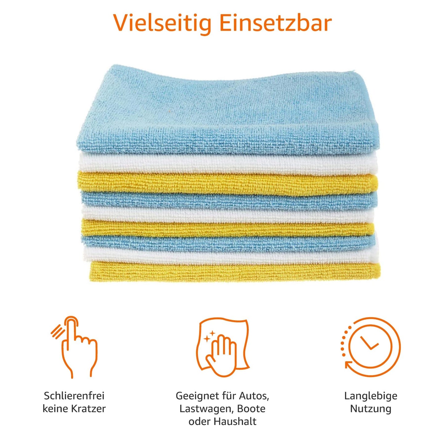 Amazon Basics Mikrofaser - Reinigungstuch, 30 x 41 cm, 24 Stück, 40.5 cm x 30.5 cm, Mehrfarbig
