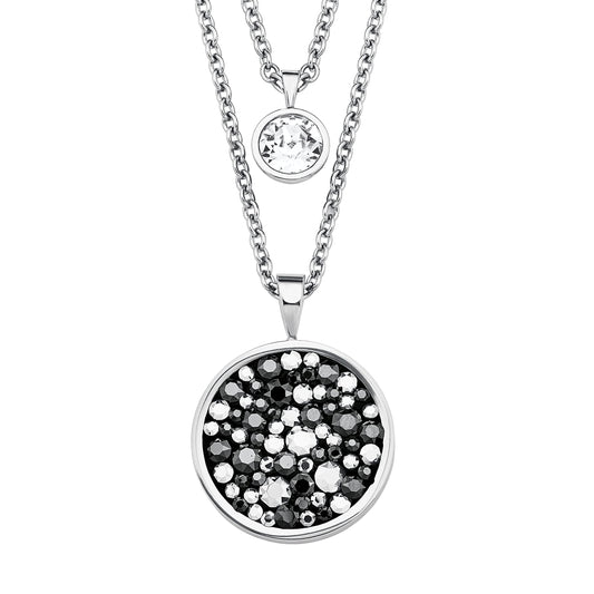 s.Oliver Kette mit Anhänger Edelstahl Damen Halsschmuck, mit Kristall, 40/45+3 cm, Silber, Kommt in Schmuck Geschenk Box, 2018567