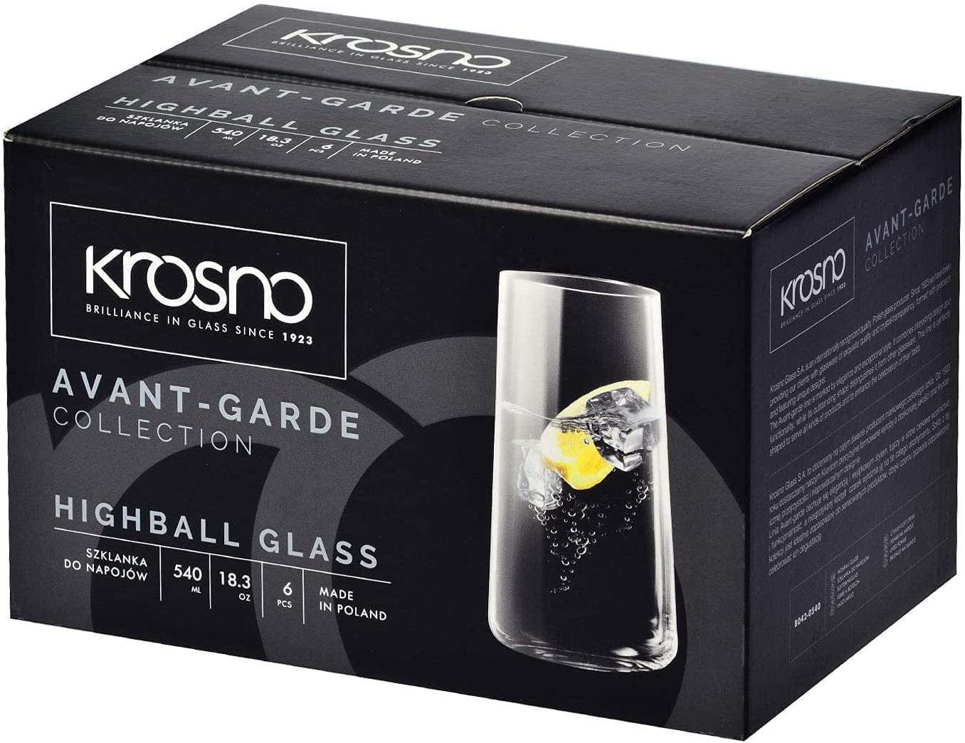 Krosno Wassergläser Longdrinkgläser Trinkgläser | Set von 12 | 540 ML | Avant-Garde Kollektion | Perfekt für zu Hause, Restaurants und Partys | Spülmaschinenfest