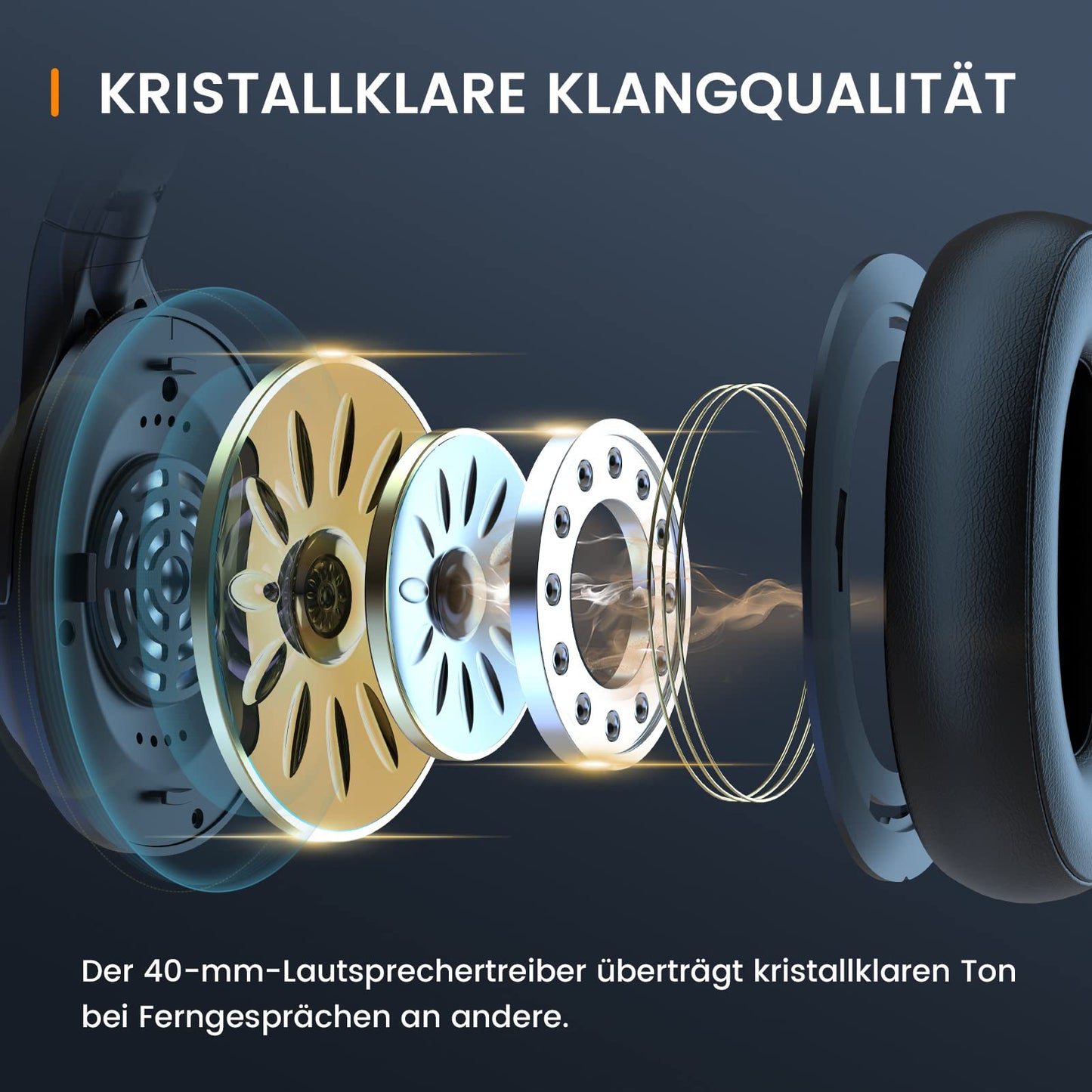 EKSA H6 Bluetooth Headset mit Mikrofon & USB Dongle [Bis zu 55 Stdn & 10 Meter Reichweite] Wireless PC Headset mit AI Noise Cancelling Mic, Over Ear Headset für Business/Büro/Home Office/Teams/Zoom
