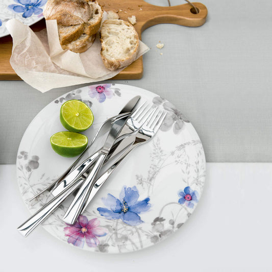 Villeroy und Boch - Mariefleur Gris Basic Tafel-Set, 12 tlg., Premium Porzellan, spülmaschinen-, mikrowellengeeignet, weiß/bunt