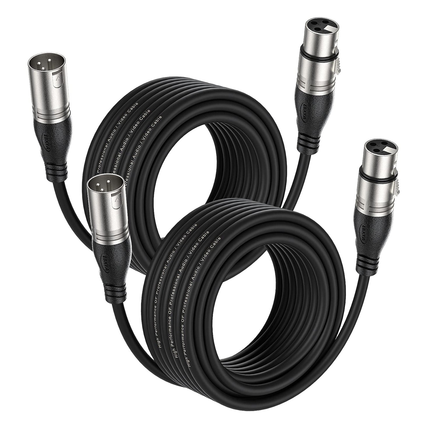 EBXYA XLR-Kabel DMX-Kabel 10m/30ft 2er-Pack Mikrofon-Patchkabel 3-poliges symmetrisches XLR-Kabel mit Stecker auf Buchse