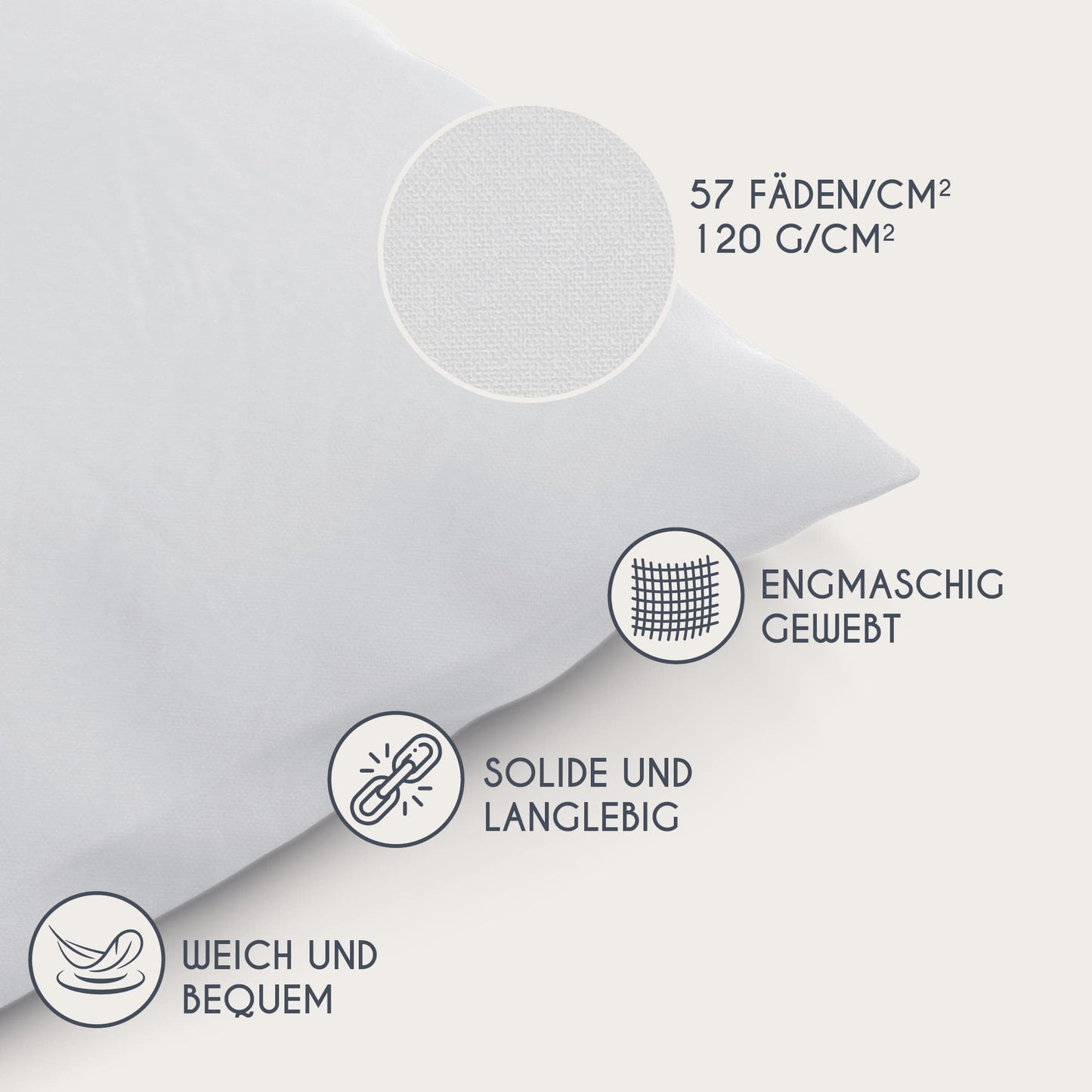 Dreamzie Kissenbezug 40 x 80 Renforcé Baumwolle (2er-Set) - Weiss - Dicht gewebt mit 57 Fäden/cm² - Kissenbezug 40x80 cm - Oeko Tex Zertifiziert