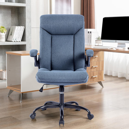 MZLEE Ergonomischer Bürostuhl Computerstuhl Schreibtischstuhl Drehbarer Arbeitsstuhl mit hochklappbarer Armlehne, höhenverstellbar, Bequem für Büro Heim Gaming (Navy blau)