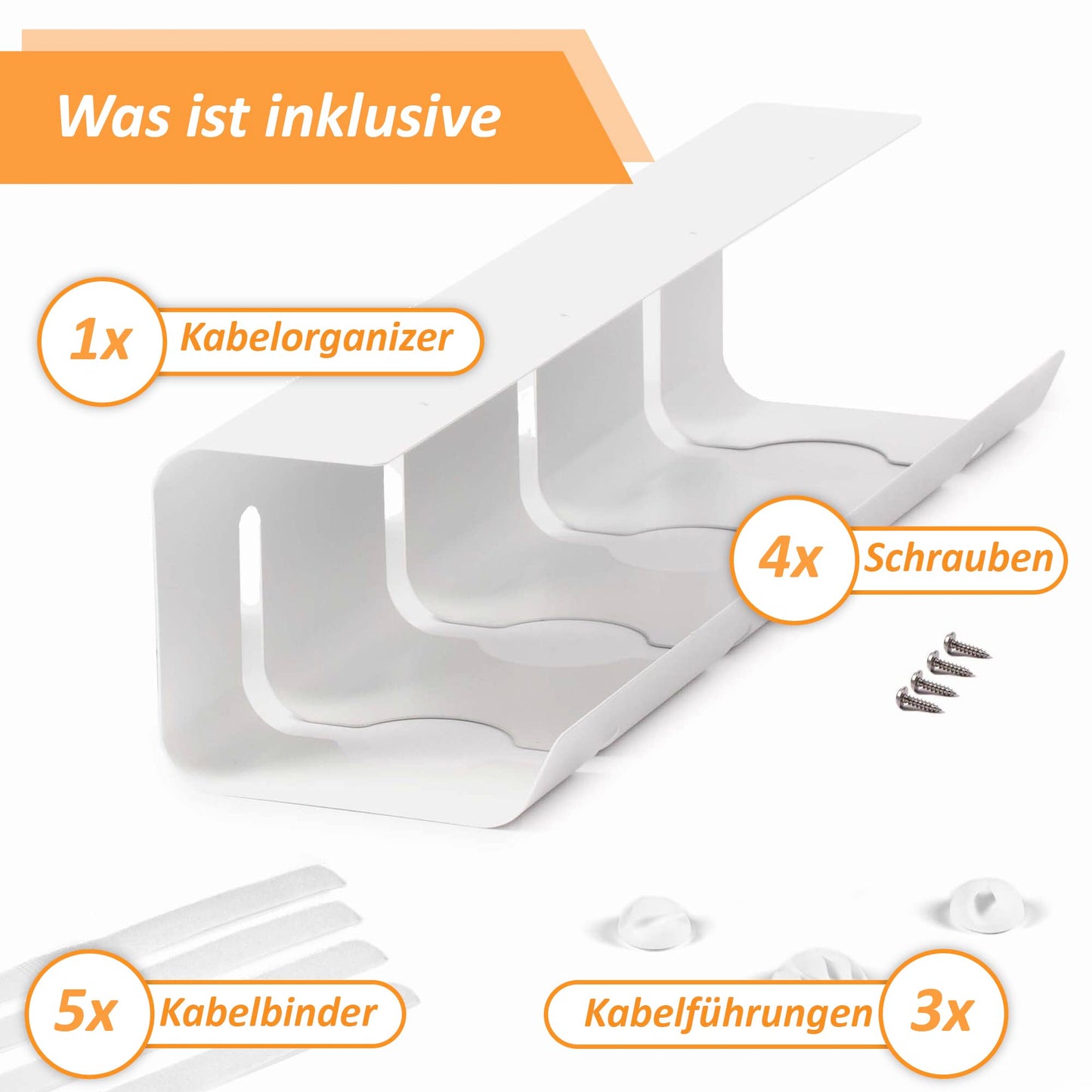 Stilemo® Kabelkanal Schreibtisch - Kabelmanagement Schreibtisch Organizer Kabeldurchführung - Cable Management Kabelhalter Kabelwanne Tisch - 43x12x10CM - Kabelkorb Weiß