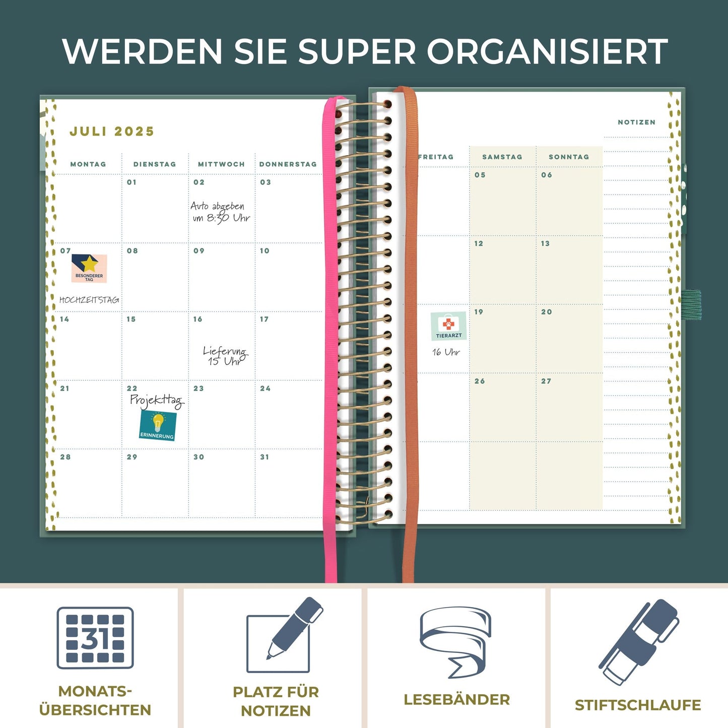 Boxclever Press Lebensplaner Kalender 2025 Buchkalender. Terminplaner 2025 A5 mit Einkaufslisten & Stickern. Kalender 2025 Familienplaner ab sofort nutzbar bis Dez’25. Planer 2025 für alle Ihre Pläne.