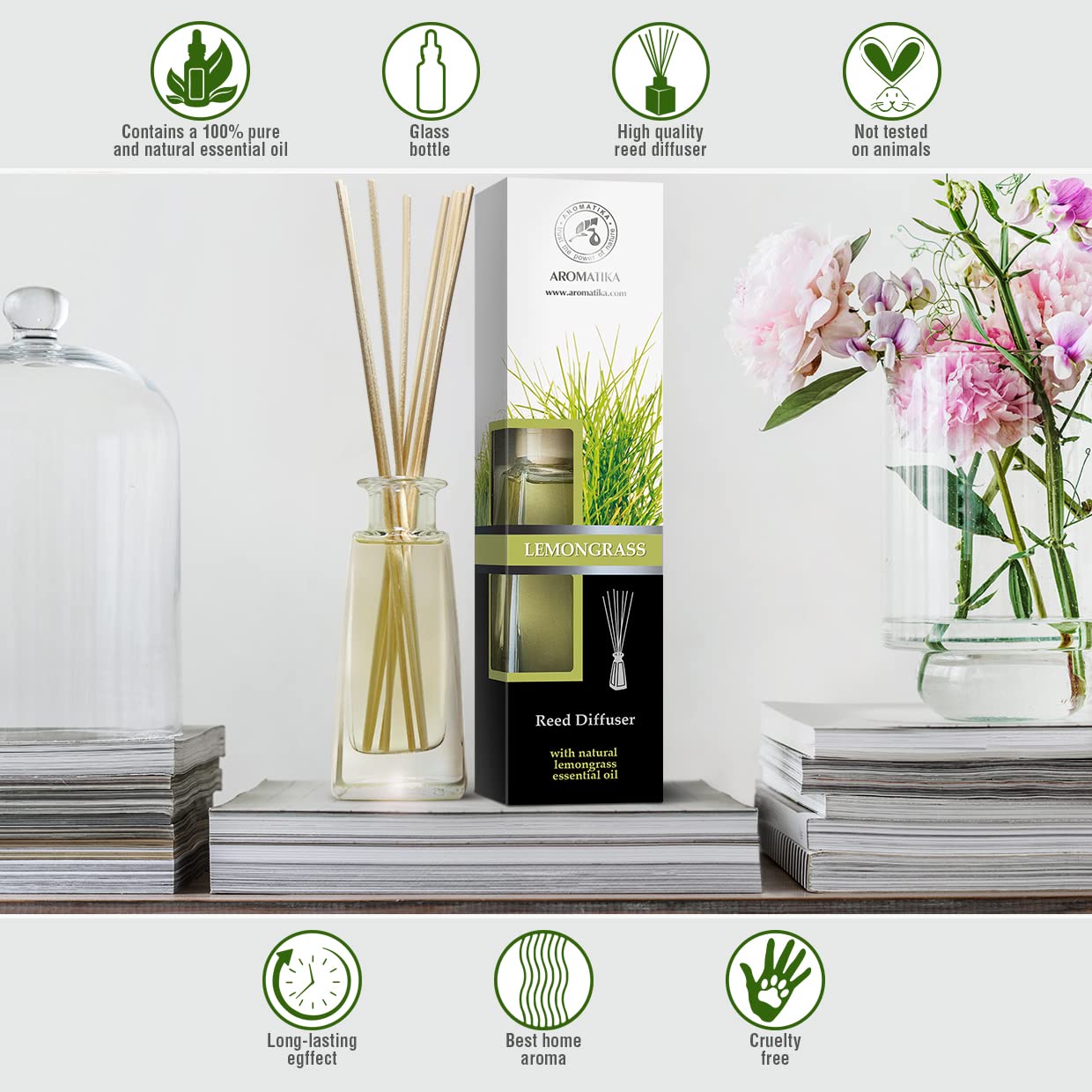 Raumduft Diffuser Zitronengras 100ml - Natürliches ätherisches Zitronengrasöl - Lufterfrischer - Raumbeduftung - Frischer und Langanhaltender Aroma