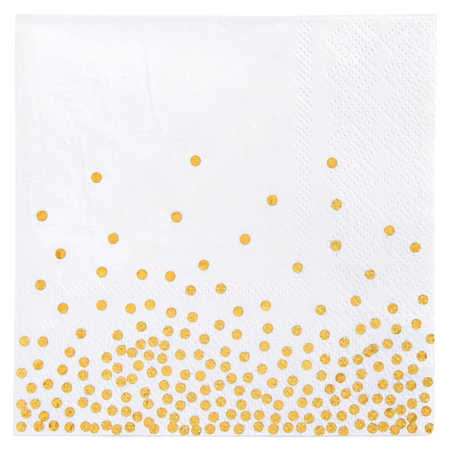 Juvale Einweg-Papierservietten (Set, 100 Stück) - 3-Lagig, Cocktailservietten - Für Partys, Feste - Weiß/Goldfarbenes Konfetti, 12,7 x 12,7 cm