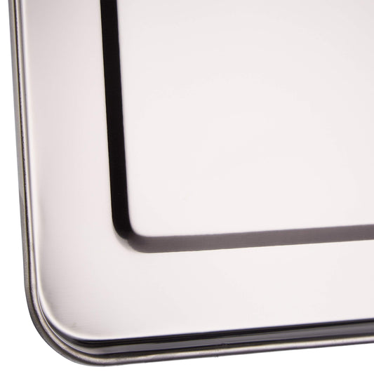 Relaxdays 10030060_60 Servierplatte, 3er Set, Edelstahl, spülmaschinenfest, Wurst, Käse, Party, Schlemmerplatte, 48 x 33 cm, Silber