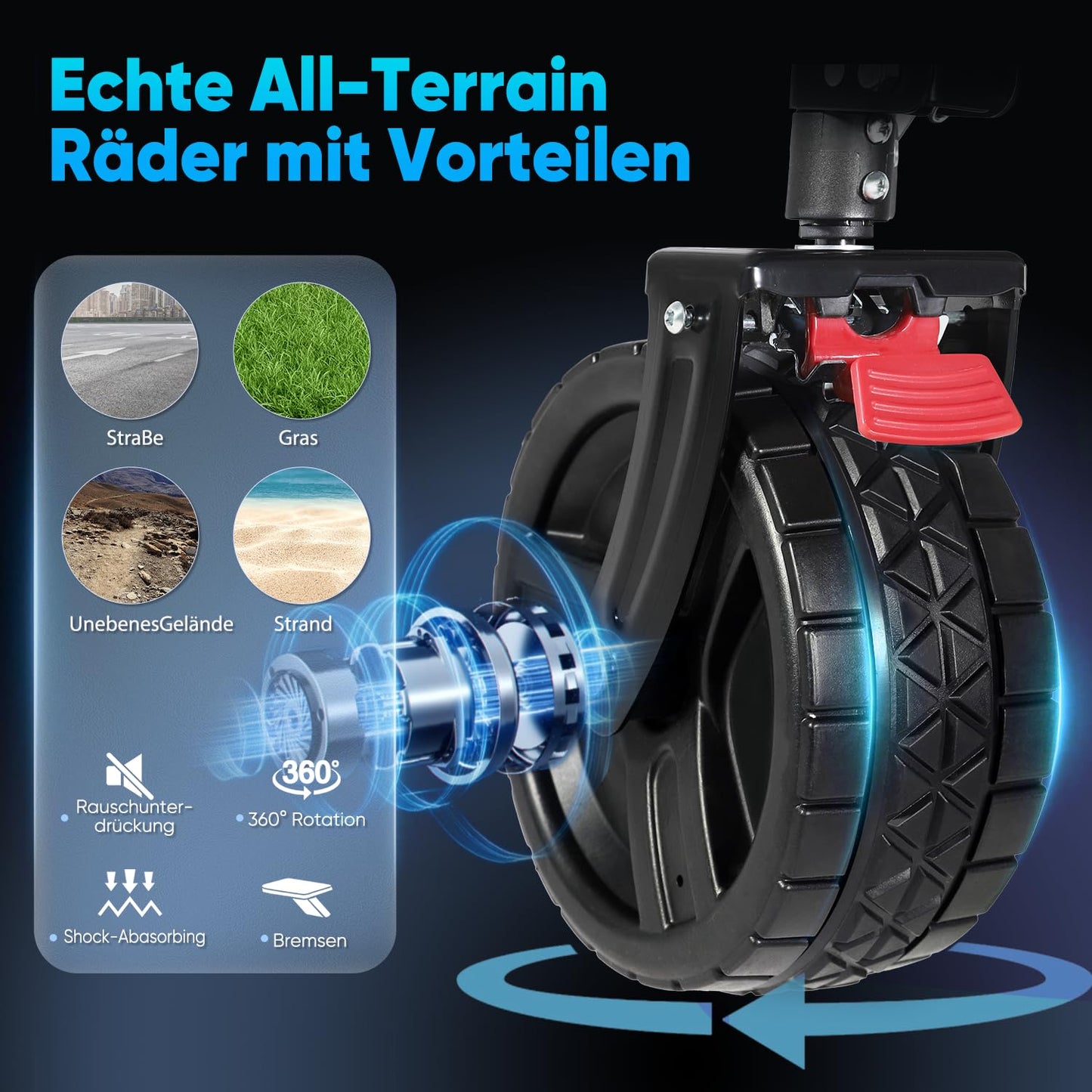 Sekey XXL Plus Bollerwagen Faltbar mit Bremsen 200L 200KG Belastbar, Extra Breite Reifen All Terrain Bollerwagen, Patentiert Zusammenfaltbar aus Vier Richtungen, XXL-PlusB 4011, Schwarz