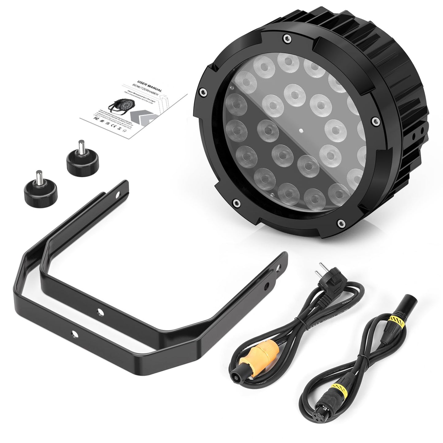 PUZILOZA IP67 Wasserdichtes Par Licht 24 LED, RGBWA+UV 6 IN 1 LED Par Scheinwerfer mit DMX Kabel, Unterstützung DMX 4/10CH, LED Bühnenlicht für Regentage Pools im Freien Dicso Party Bar