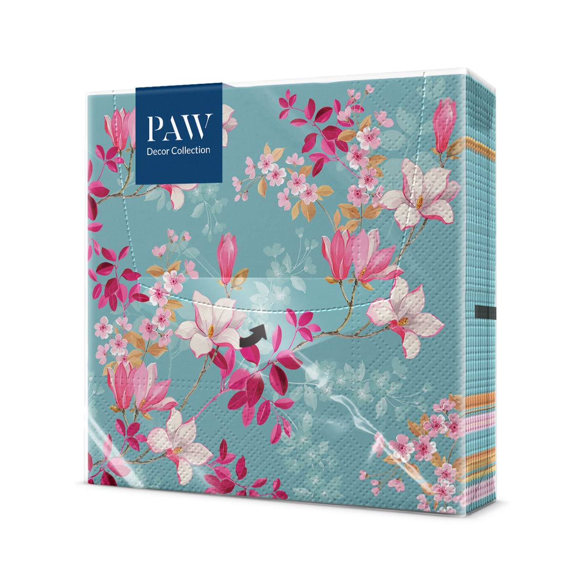 PAW - Servietten 3-lagig (33 x 33 cm) I 20 Stück I Perfekt für Geburtstage, Partys, Hochzeiten, Kommunion und Feiern I Papierservietten Bunt - Blumen, Magnolie, Garten I Farbe: Magnolia