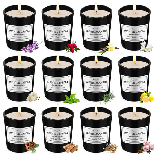 Candle Duftkerzen im Glas | Duftkerze Geschenkset aus 12 Düft Kerze für Frauen mit 180 Stunden Langer Brenndauer & Sojawachs Duftkerze Set Kleine Geschenke für Frauen Geburtstag Muttertag Weihnachten