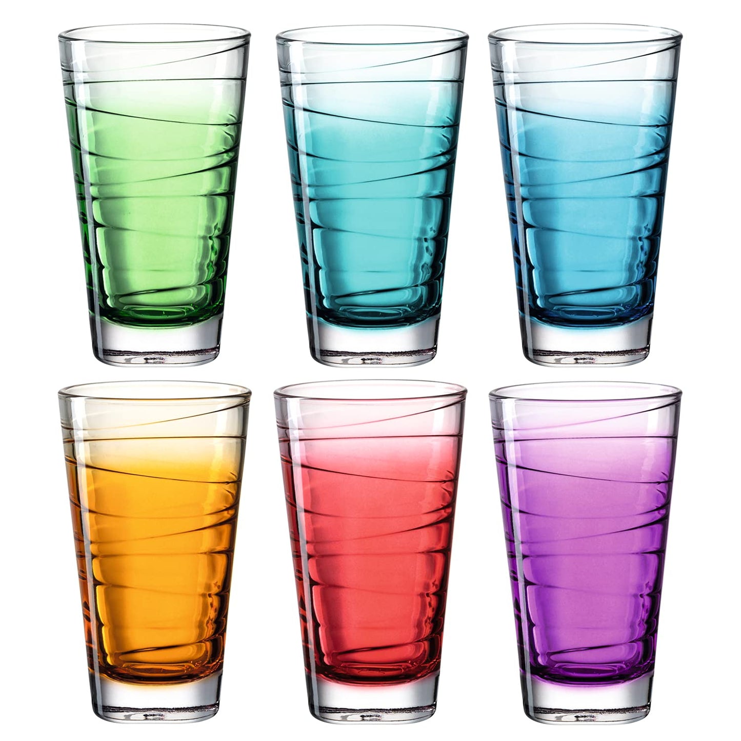 LEONARDO HOME 026845 Trinkglas VARIO STRUTTURA 6 Stück sortiert 280 ml Farbverlauf, Glas, Bunt