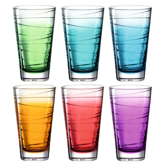 LEONARDO HOME 026845 Trinkglas VARIO STRUTTURA 6 Stück sortiert 280 ml Farbverlauf, Glas, Bunt