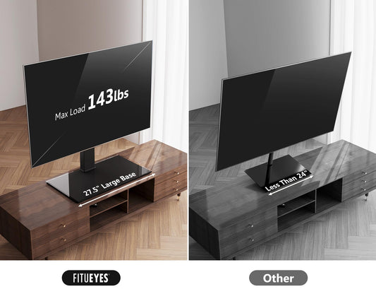 FITUEYES TV Standfuss Universal TV Ständer für 50-85 Zoll Flach & Curved Fernseher bis zu 50kg Schwenkbar Höhenverstellbar Max. VESA 800 * 600