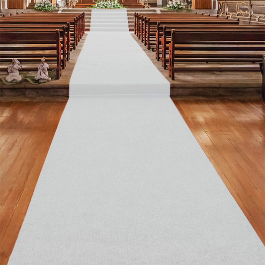 Floordirekt Gangläufer 200 x 100 cm, Weiss 110 - Hochzeitsläufer - Hochzeitsteppich - Premium Teppichläufer - Messeteppich - VIP Eventteppich - Schwer entflammbar