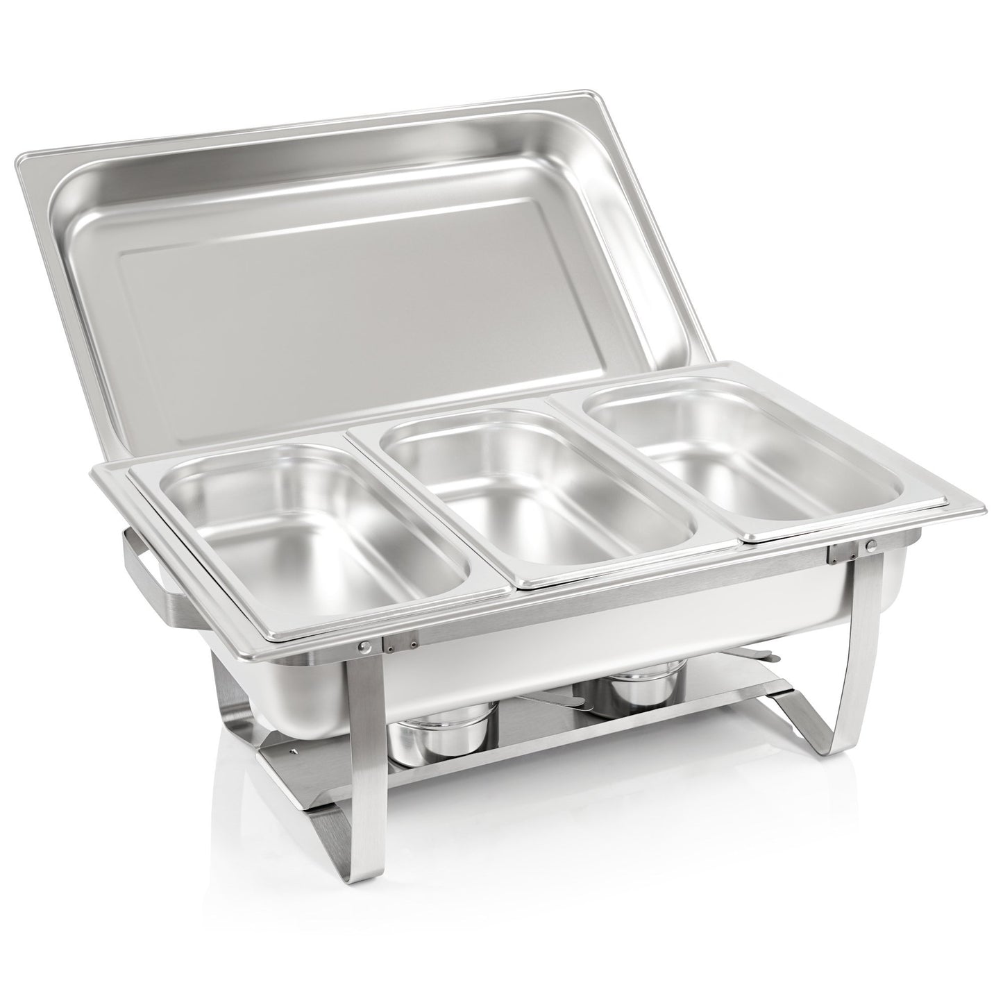 Mahlzeit Chafing Dish | Edelstahl Warmhaltebehälter | Speisenwärmer | Wärmebehälter | Rechaud für Catering, Buffet und Party (Cannes (3X 1/3 GN-Behälter))