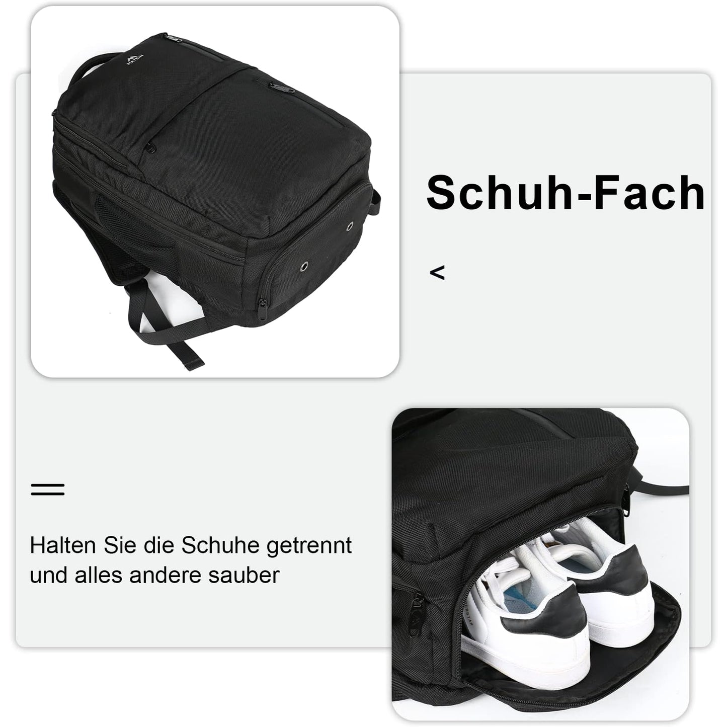 MATEIN Reiserucksack für Easyjet Handgepäck 45x36x20, Handgepäck mit Schuhfach und USB Ladeanschluss 17,3 Zoll Laptop Rucksack Wasserabweisend Herren Damen für Reise Business 30L, Schwarz