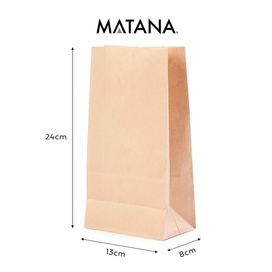 MATANA 100 Braune Papiertüten Kraftpapier, 24x13x8cm - Adventskalender, Geschenktüten, Partytüten, Kekstüten, Plätzchentüten, Süßigkeiten - Stabil