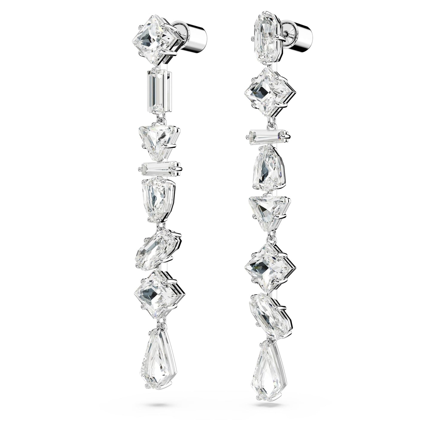 Swarovski Mesmera Drop-Ohrhänger, Weiße und Rhodinierte Ohrringe mit Strahlenden Swarovski Kristallen