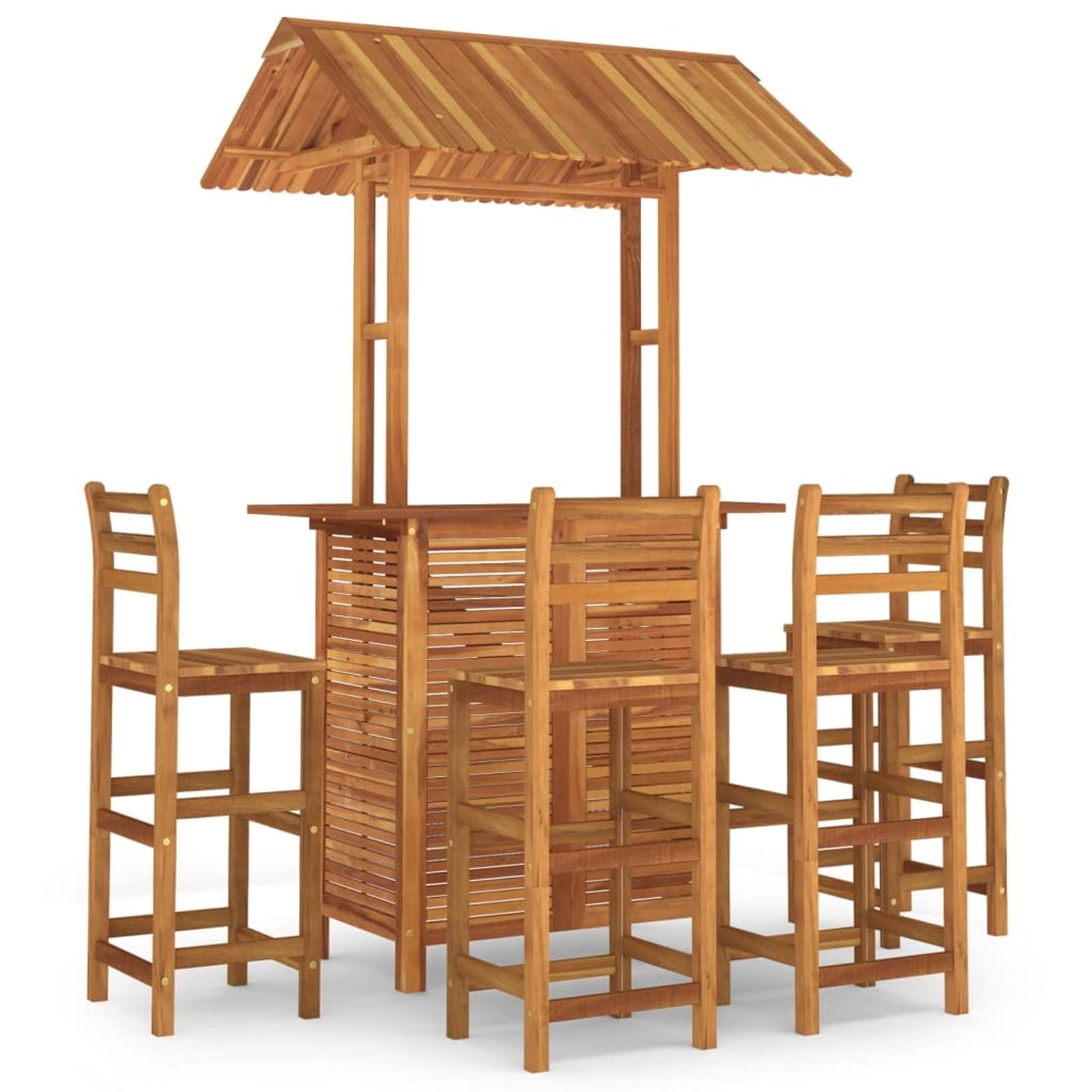Tidyard 5-TLG. Gartenbar Set Theke Tresen Tisch Barhocker Gartenmöbel Massivholz Akazie