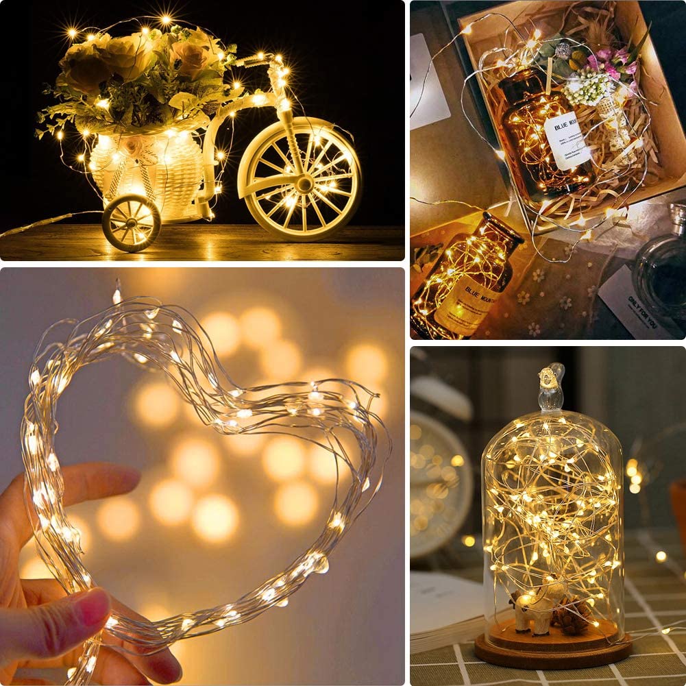 WEARXI Lichterkette Batterie, 10 Stück 2M 20 Mini LED Lichterkette mit Batterie, Lichterkette Innen, LED Lichterketten Batteriebetrieben, Lichterkette für Zimmer Deko, Hochzeitsdeko, Weihnachtsdeko