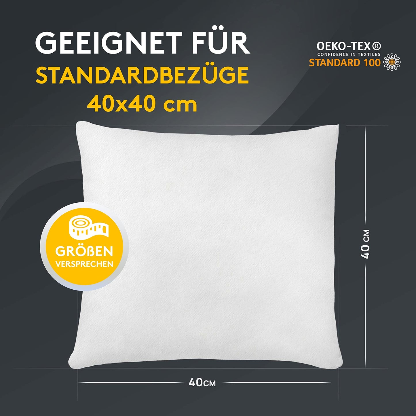 LILENO HOME 4er Set Kissenfüllung 40x40 cm - 40°C waschbares Innenkissen geeignet für Allergiker - Polyester Kisseninlet als Couchkissen, Sofa Kissen, Cocktailkissen und Kopfkissen