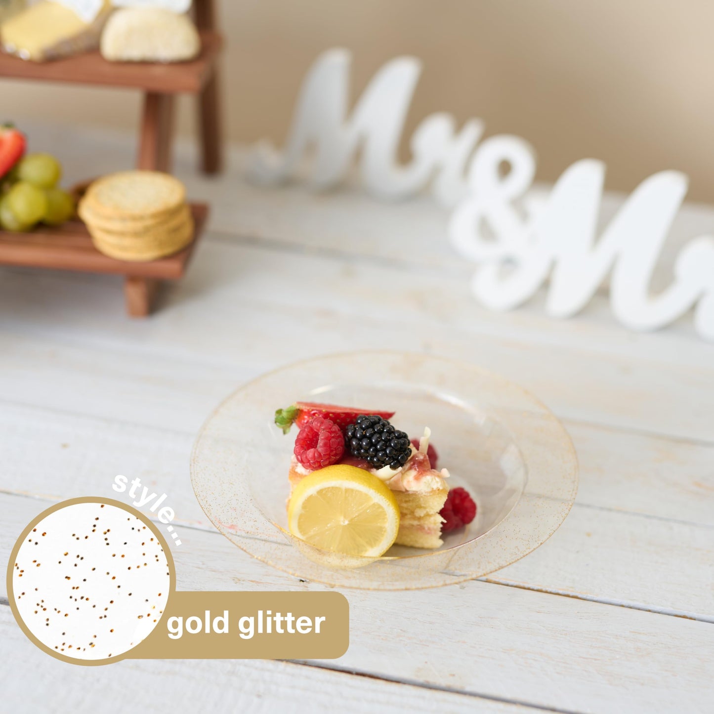 MATANA 25 Klare Plastikschalen mit Goldglitzer, Suppenteller, Suppenschalen (360ml) - Suppenschüssel für Hochzeiten, Geburtstage, Taufen, Weihnachten, Partys - Mehrweg & Stabil