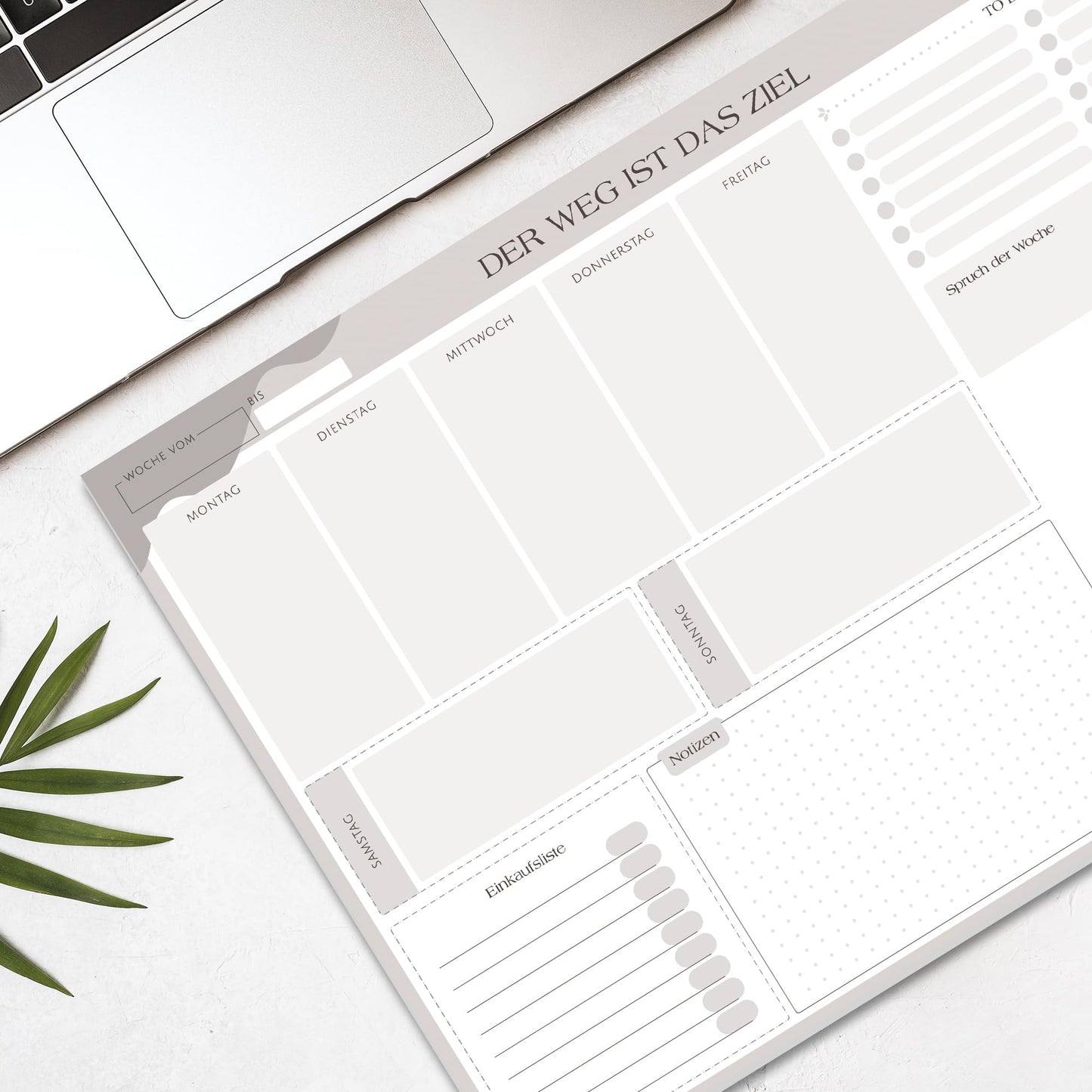 BIROYAL Wochenplaner Block Undatiert A3-50 Seiten Weekly Planner mit To Do Liste - Wochenkalender - Wochen Planer mit Wochenübersicht & Einkaufsliste - Schreibtischunterlage für Aufgaben & Termine