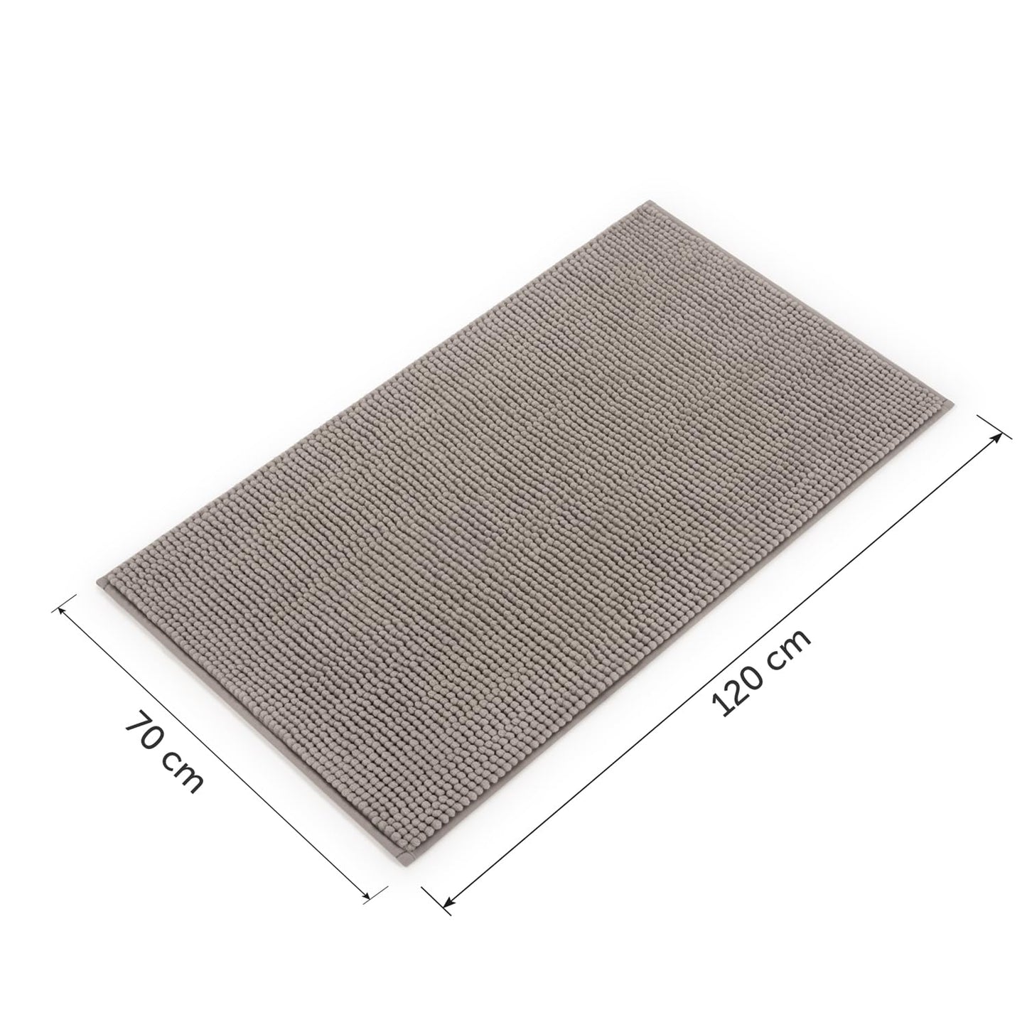 Blumtal Badematte 70x120 cm Chenille - Oeko-TEX zertifizierter Badteppich - Badematten & Badteppiche - Duschvorleger - Badvorleger rutschfest waschbar - Badezimmerteppich groß - Badematte Grau