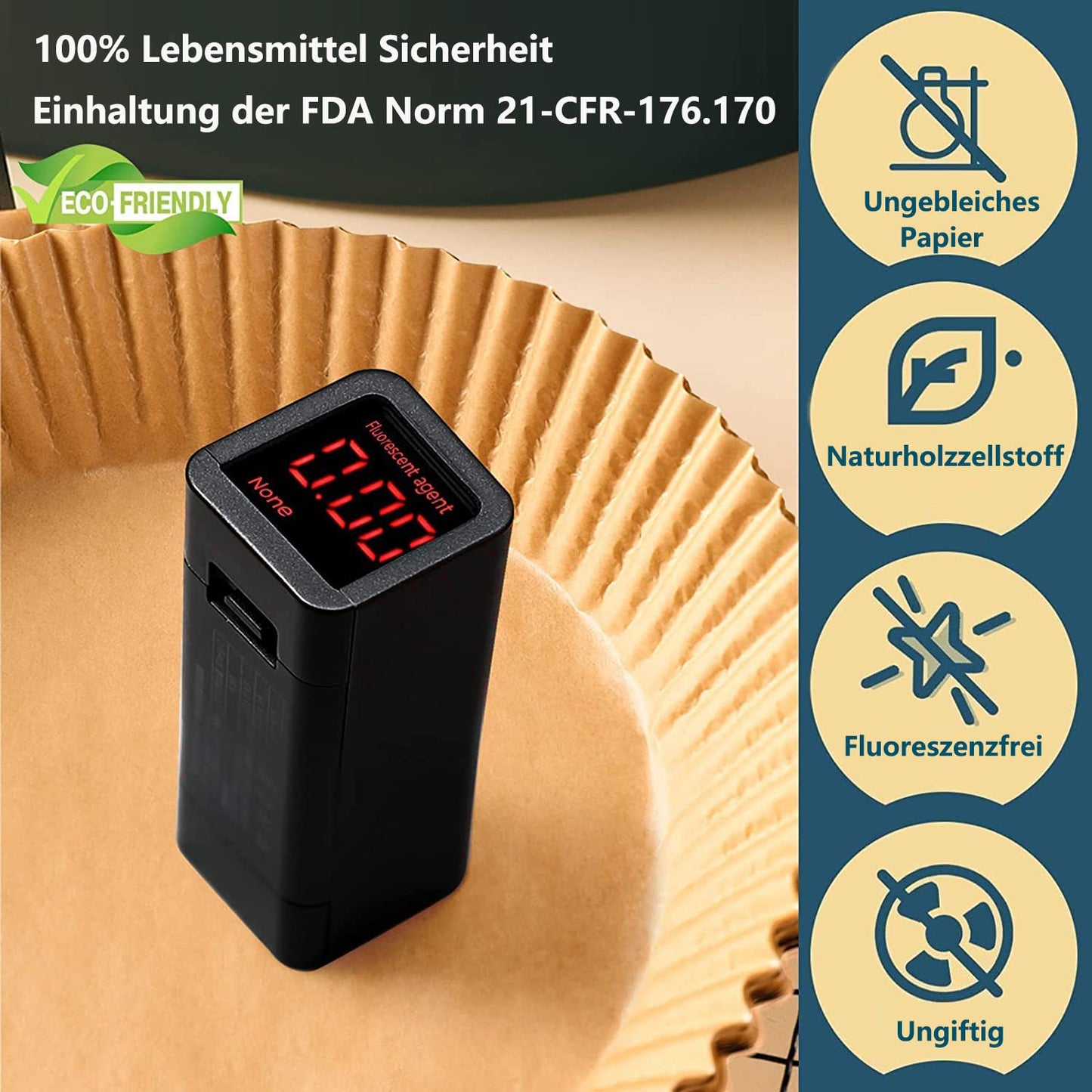 Backpapier für Heißluftfritteuse mit Doppelkammer, HONYAO 100 Stück 20,5x14cm Rechteckig Airfryer Papier Liners kompatibel mit Ninja Dual/Double Stack, und Anderen Dual Zone Air Fryer