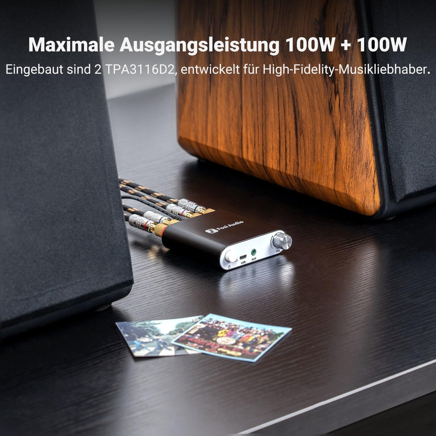 Fosi Audio ZK-1002D Mini Verstärker Bluetooth, 100W×2 Mini HiFi Verstärker 2.0 Kanal mit Bluetooth/USB/AUX-Eingängen, PC Audio Verstärker für Passive Lautsprecher/PC/Tablet