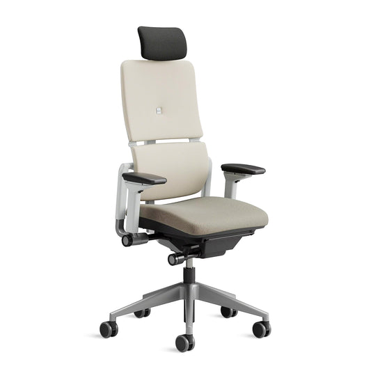 Steelcase Please Ergonomischer Bürodrehstuhl mit höhenverstellbarer Lumbalstütze für Unterstützung den ganzen Tag über, anpassbare Kopfstütze Trüffel
