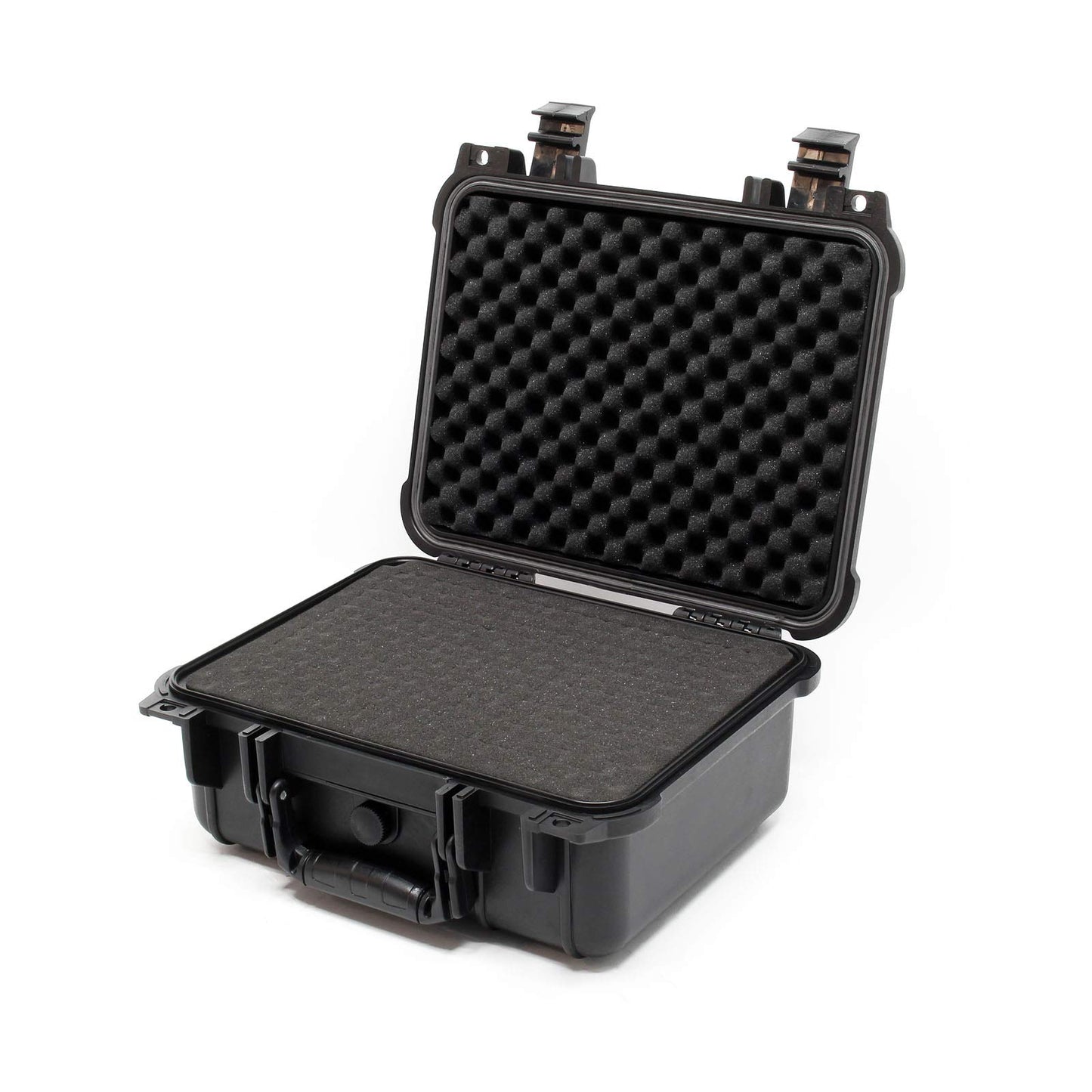 Wiltec Universalkoffer 35x29,5x15 cm schwarz, Schutzkoffer wasserdicht mit Druckausgleichsventil & anpassbaren Schaumstoffmatten