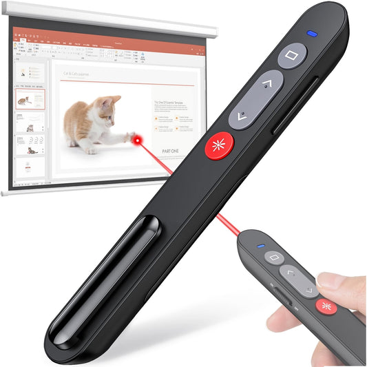 HASACOOL Presenter, 2.4 GHz Powerpoint Fernbedienung via USB Empfänger, Rot Pointer für Präsentationen mit Stiftclip, Präsentationsfernbedienung für Windows/Mac OS/Android/Linux/Keynote/PPT