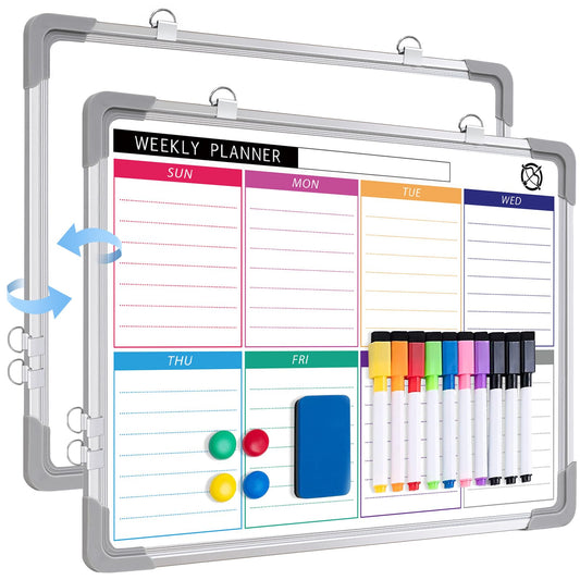 ARCOBIS Whiteboard Wochenplaner Magnetisch, Klein 40x30cm Magnettafel Whiteboard Kalender, Wand HäNgende Doppelseitige Tafel füR Planung, To Do Liste, Zeichnen, Schule, Zuhause, BüRo