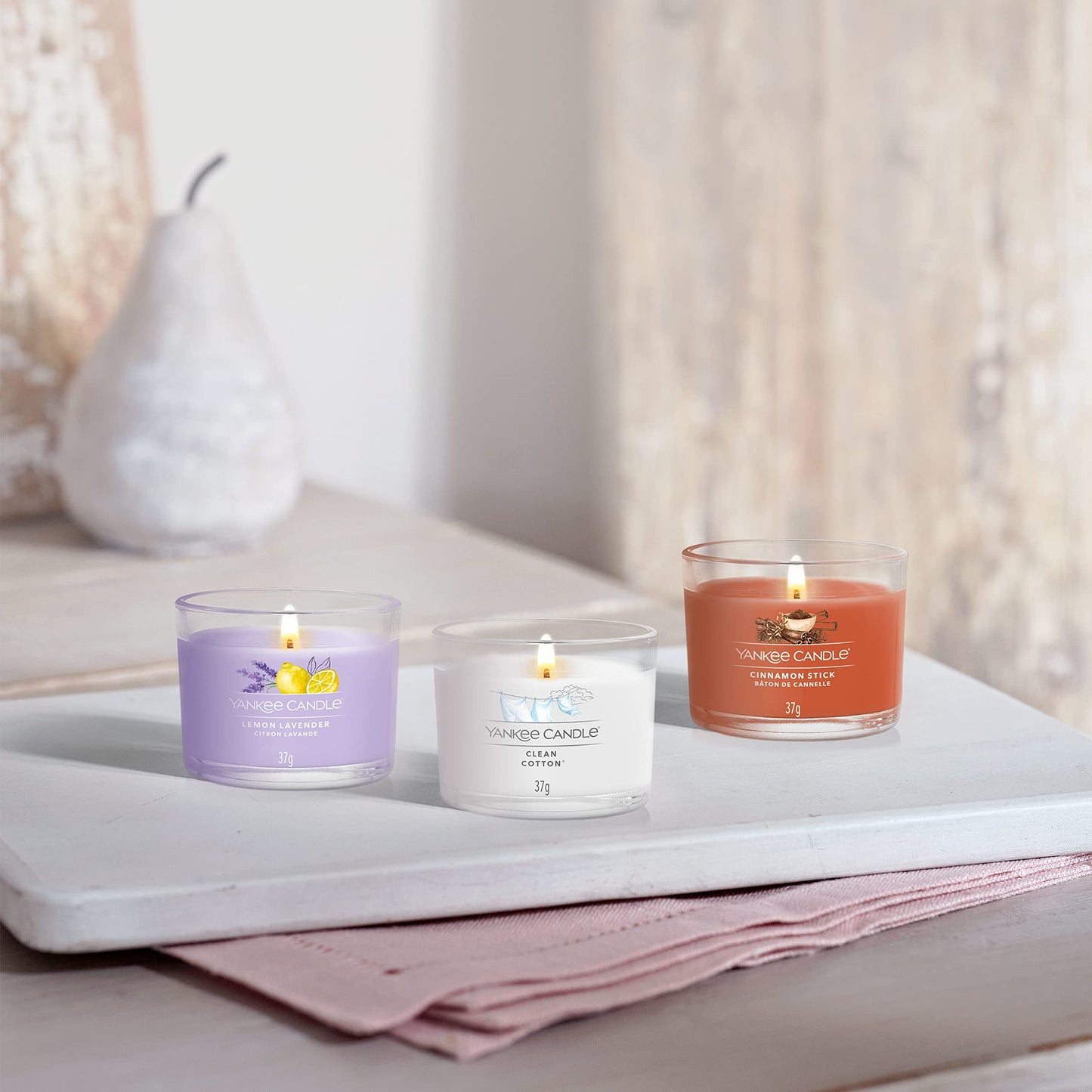 Yankee Candle Duftkerzen-Geschenkset | Votivkerzen mit Lemon Lavender | Soja-Wachs-Mix | 3 Teile