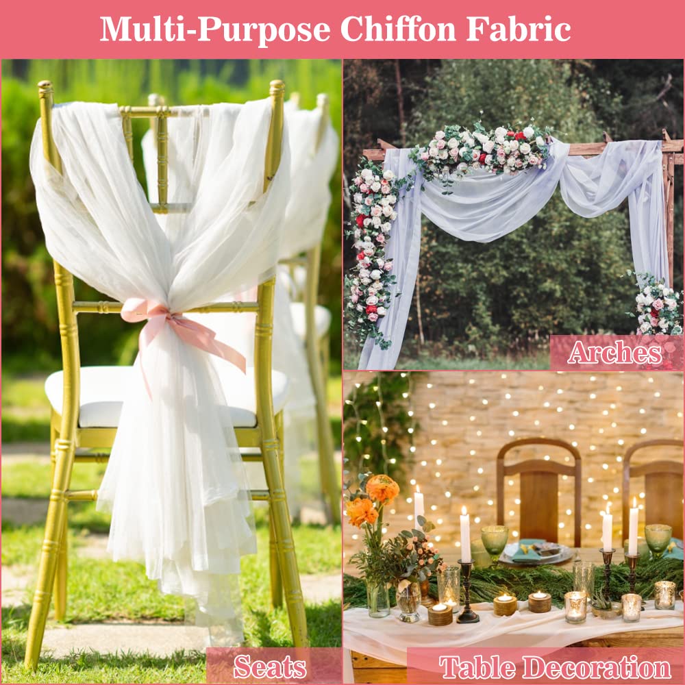 THATSRAD Querbehang Freihanddeko Chiffon Vorhang Hochzeit 70x550 cm Fensterdekoration Transparentem Voile Hochzeitsbogen Weiß Gardinen Tüll für Fotografie Party