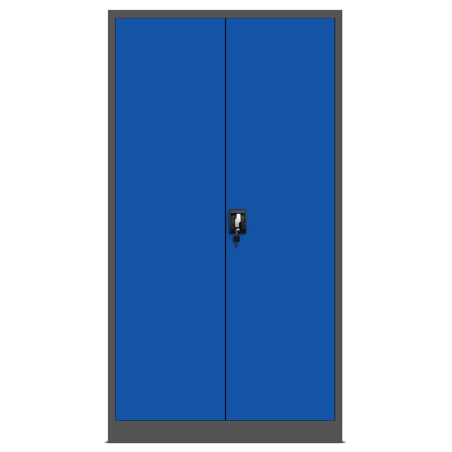 Jan Nowak 3er Set Aktenschrank C001 Metallschrank Stahlschrank Werkzeugschrank Büroschrank Lagerschrank Universalschrank Pulverbeschichtung Flügeltüren 185 cm x 90 cm x 40 cm (anthrazit/blau)