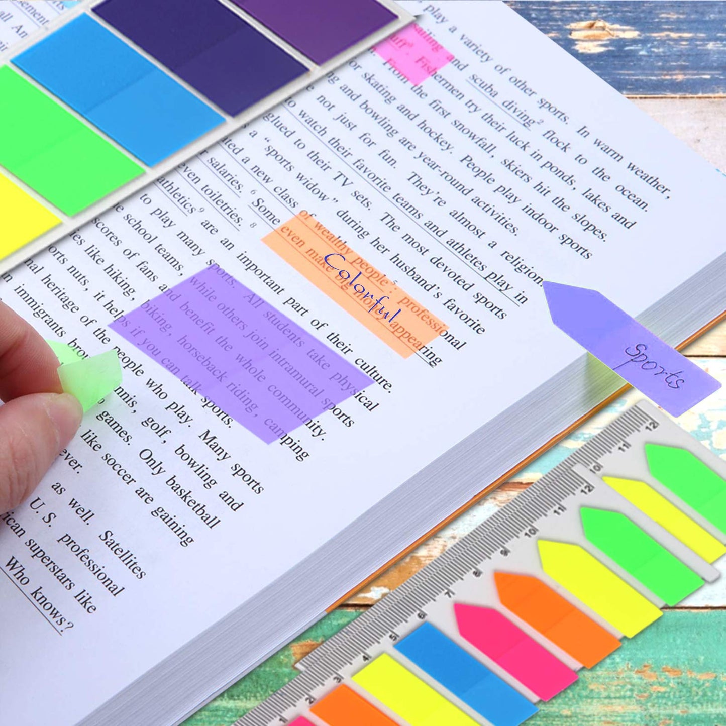 FANDAMEI A5 Karierte Nachfüllbare Notizpapier Set, 2 Packe 6 Löcher A5 Nachfüllpapier 90 Blätter, 5 Stücke Farbige Trennblätter A5, 460 Stücke Haftnotizen Bunt, 2 Stücke Umschlägbeutel A5